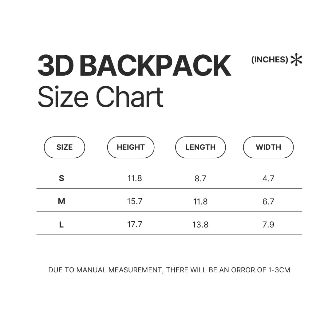 3D Backpack Size Chart - Re:Zero Merch