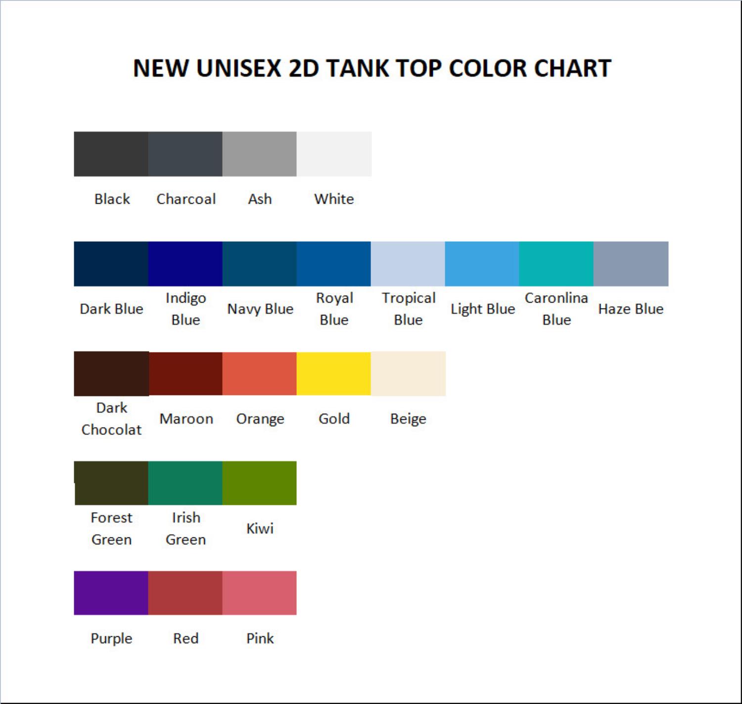 tank top color chart - Re:Zero Merch