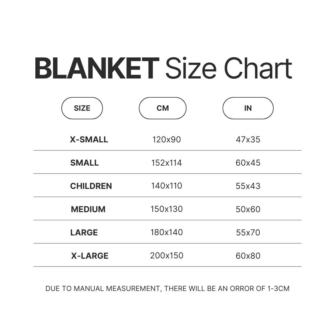 Blanket Size Chart - Re:Zero Merch